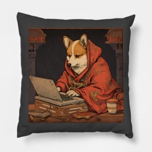 Ancient Japanese Hacker Corgi Pillow