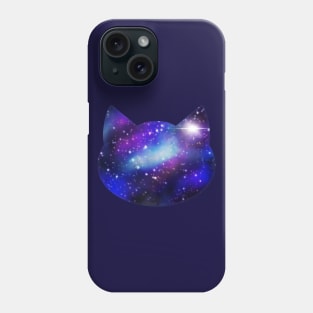 Womens Galaxy Cat Head Silhouette Phone Case