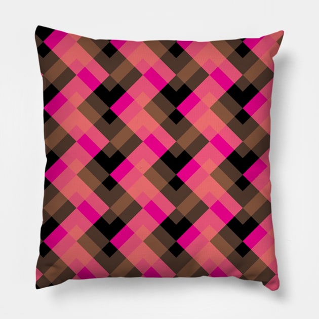 Zagga’ - in shades of Cerise, Orange and Kharki on a Black  base Pillow by sleepingdogprod