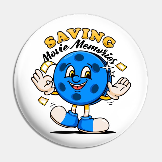 Saving Movie Memories, film role retro mascot Pin by Vyndesign