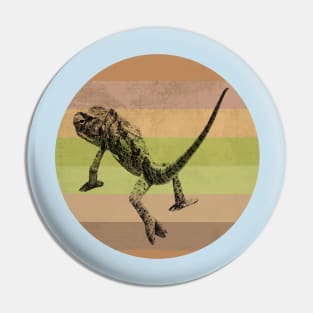 Chameleon on Retro-style Sunset in Colors of Africa Pin