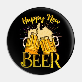 Happy New Beer Funny Happy New Year Pin