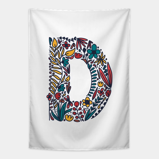 Tropical Letter D Tapestry by Cascade Patterns