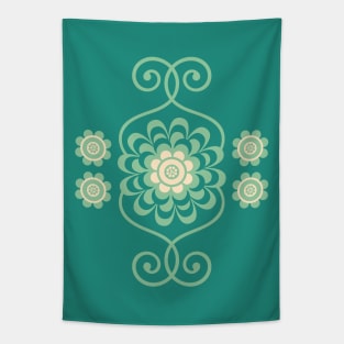 TRELLIS Retro Boho Floral Botanical in Teal and Mint Green - UnBlink Studio by Jackie Tahara Tapestry