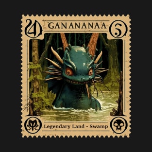 MTG - Legendary Land Swamp Stamp - Ganananaa - Postage Stamp Series T-Shirt