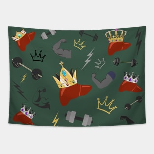 Mighty Livers With Crowns And Barbells Tapestry