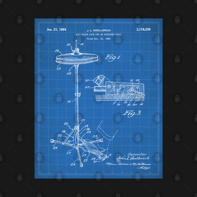 Hi Hat Drum Patent - Drummer Art - Blueprint by patentpress