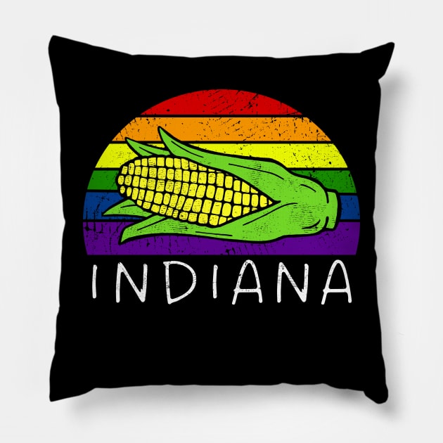 Rainbow Indiana Pride Pillow by Downtown Rose