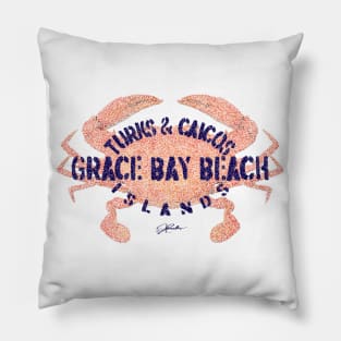 Turks & Caicos Islands Grace Bay Beach Atlantic Blue Crab (Distressed) Pillow