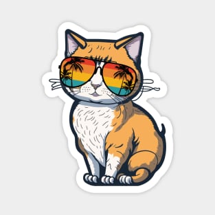 Cool Feline in Shades: Whiskered Purrfection for Cat Miaw Lovers Magnet