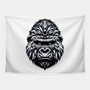 Abstract Geometric Gorilla - Black and White Design Tapestry