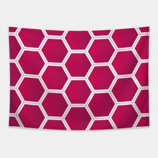 Pink Hexagon Grid Pattern Tapestry