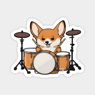 Cute Corgi Drumming Magnet