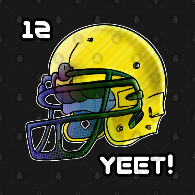 Football Helmet #12 Yeet Green Gold by MaystarUniverse