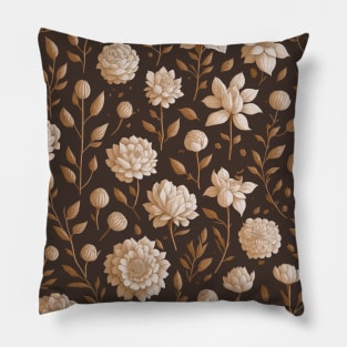 Seamless pattern with brown flowers Pillow