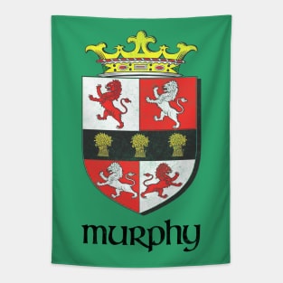 Murphy Surname / Faded Style Family Crest Coat Of Arms Design Tapestry
