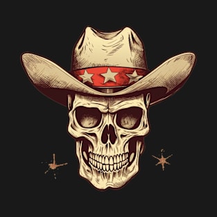 Retro 80s Cowboy Sci-Fi Western Skull T-Shirt