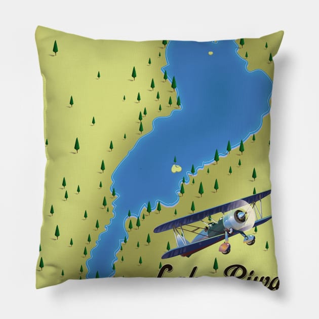 Lake Biwa Japan map Pillow by nickemporium1