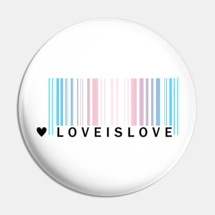 Transgender Pride LGBT Love is Love Barcode Pin