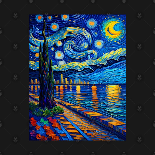 Miami beach at starry night by FUN GOGH