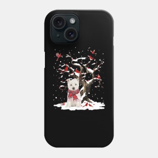 West Highland White Terrier Scarf Cardinal Snow Christmas Phone Case