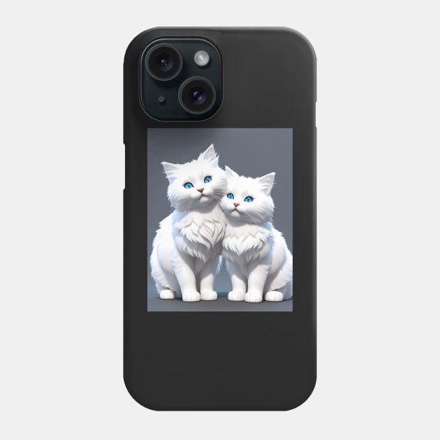 White Cats - Modern Digital Art Phone Case by Ai-michiart