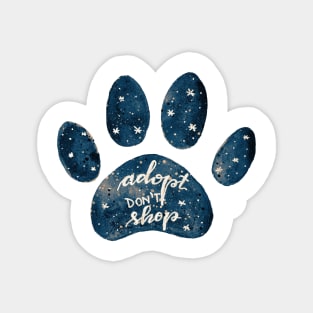 Adopt don't shop watercolor galaxy paw - blue Magnet