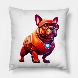 Frenchie in Futuristic Canine Armor Pillow