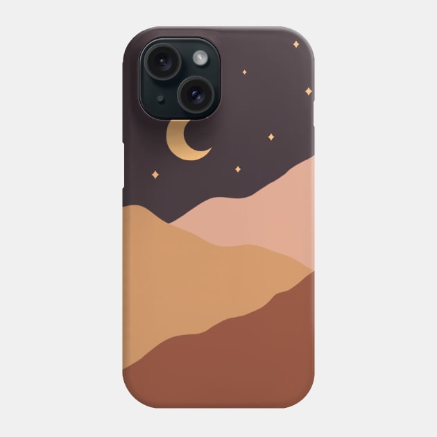 Crescent Moon Night Landscape Phone Case by Trippycollage