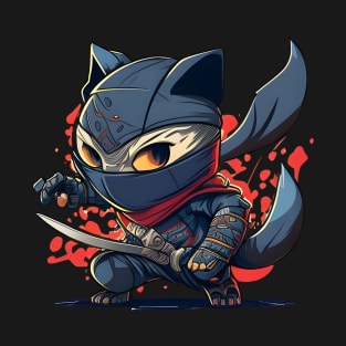 Ninja Vintage Japanese Cat Kitten Lover T-Shirt