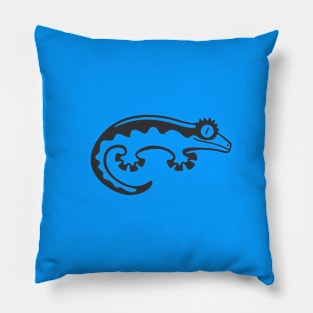 Crested gecko. Minimalist art for geckos and lizards lovers in dark ink Pillow