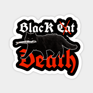 black death or black cat eats fish Magnet