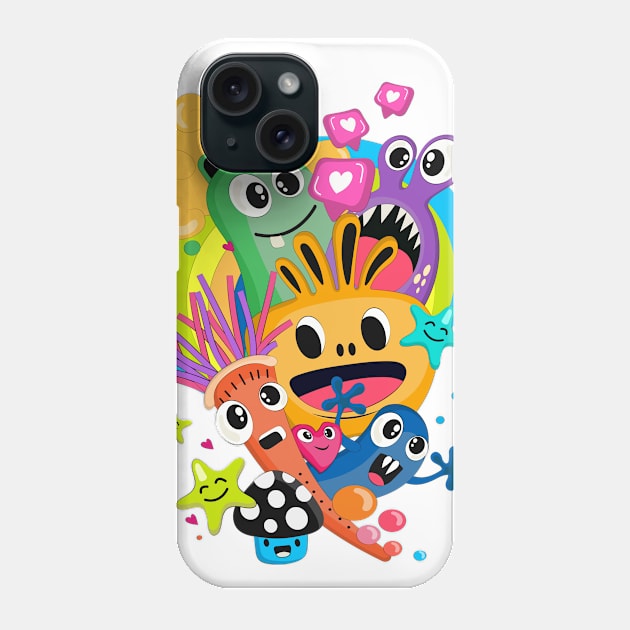 Funny doodle with monsters Phone Case by AndreKENO