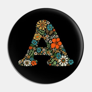 Hippie Floral Letter A Pin