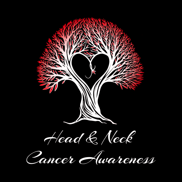 Head & Neck Awareness Red Ribbon Tree With Heart by MerchAndrey