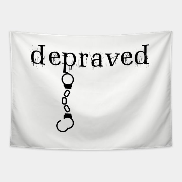 Depraved Handcuffs Hanging Light-Monotone Tapestry by depravitee