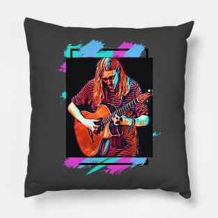 Young Guitarist (paint splotch frame) Pillow