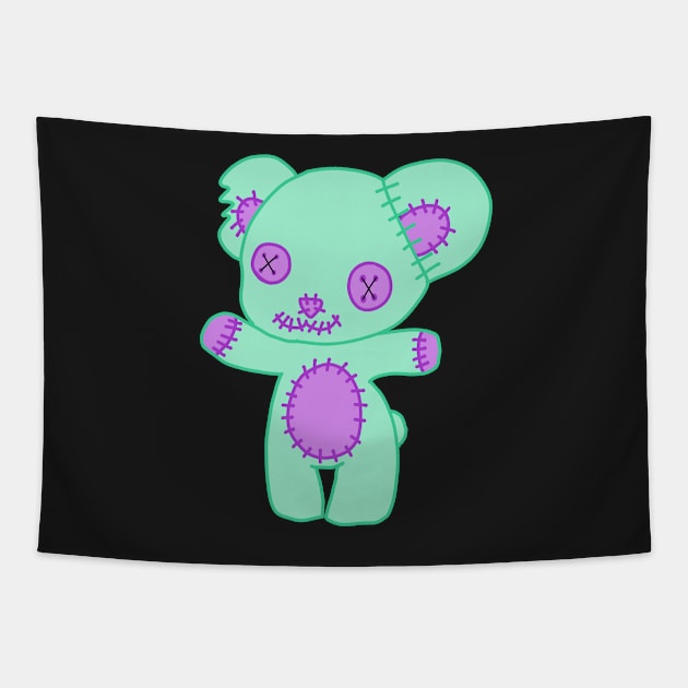 Zombie creepy kawaii teddy bear Tapestry by Becky-Marie