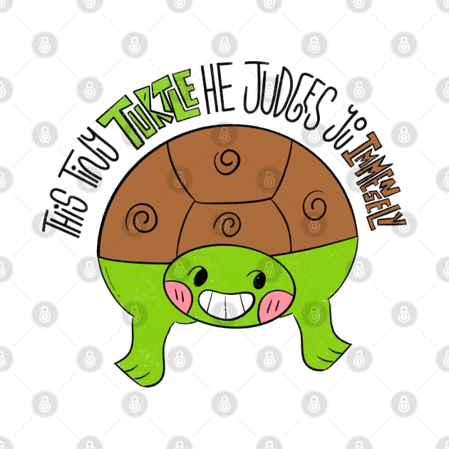 this tiny turtle he judges you immensely, cute turtle, funny quote by Lapiiin's Cute Sticker