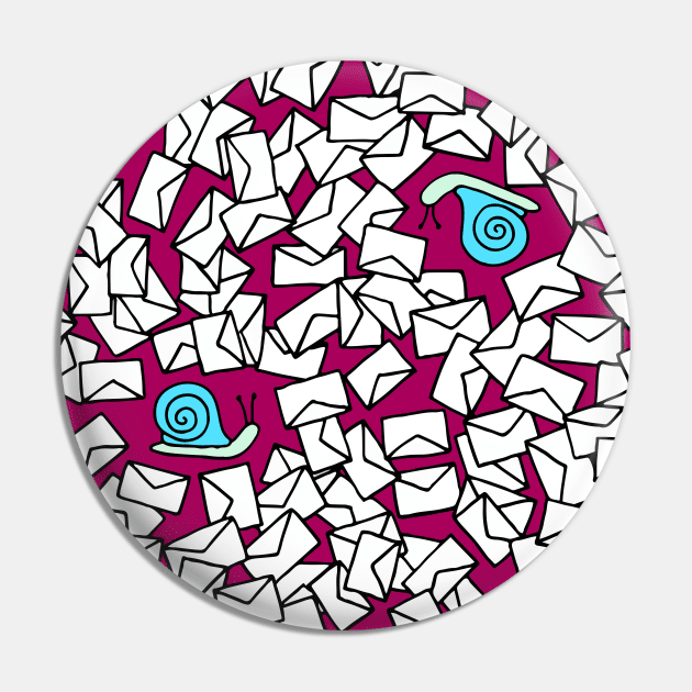 Snail Mail Burgundy Pin by HLeslie Design