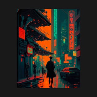 Cyberpunk neon city T-Shirt