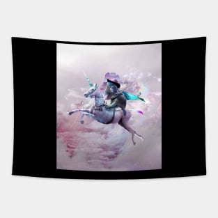 Epic Bearded Dragon Lizard Riding Unicorn Tapestry