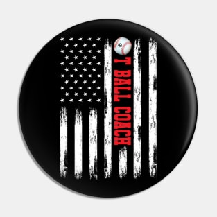 T-BALL COACH WHITE AMERICAN FLAG RED Pin