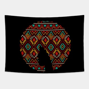 Afro Hair Woman with African Pattern, Black History Tapestry