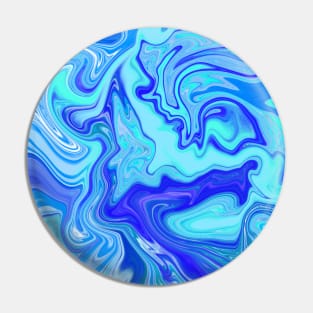 Blue Ocean Waves Marbleized Pattern Pin