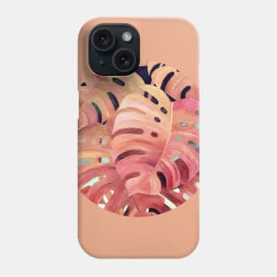 Monstera Love in Magenta and Coral - oil painting Phone Case