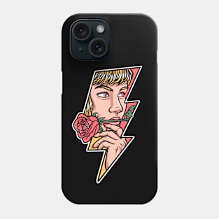 beautiful woman is biting a rose Phone Case