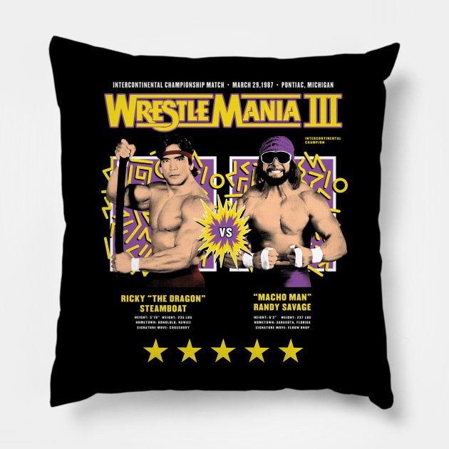 MANIA BATTLE THE DRAGON VS MACHO MAN Pillow by awansore88