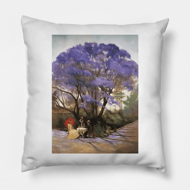 Godfrey Rivers - Under The Jacaranda 1903 Pillow by jandesky