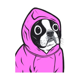 Pink Boston Terrier Hoodie T-Shirt